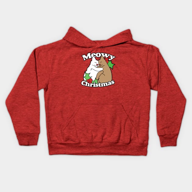 Meowy Christmas Kids Hoodie by bubbsnugg